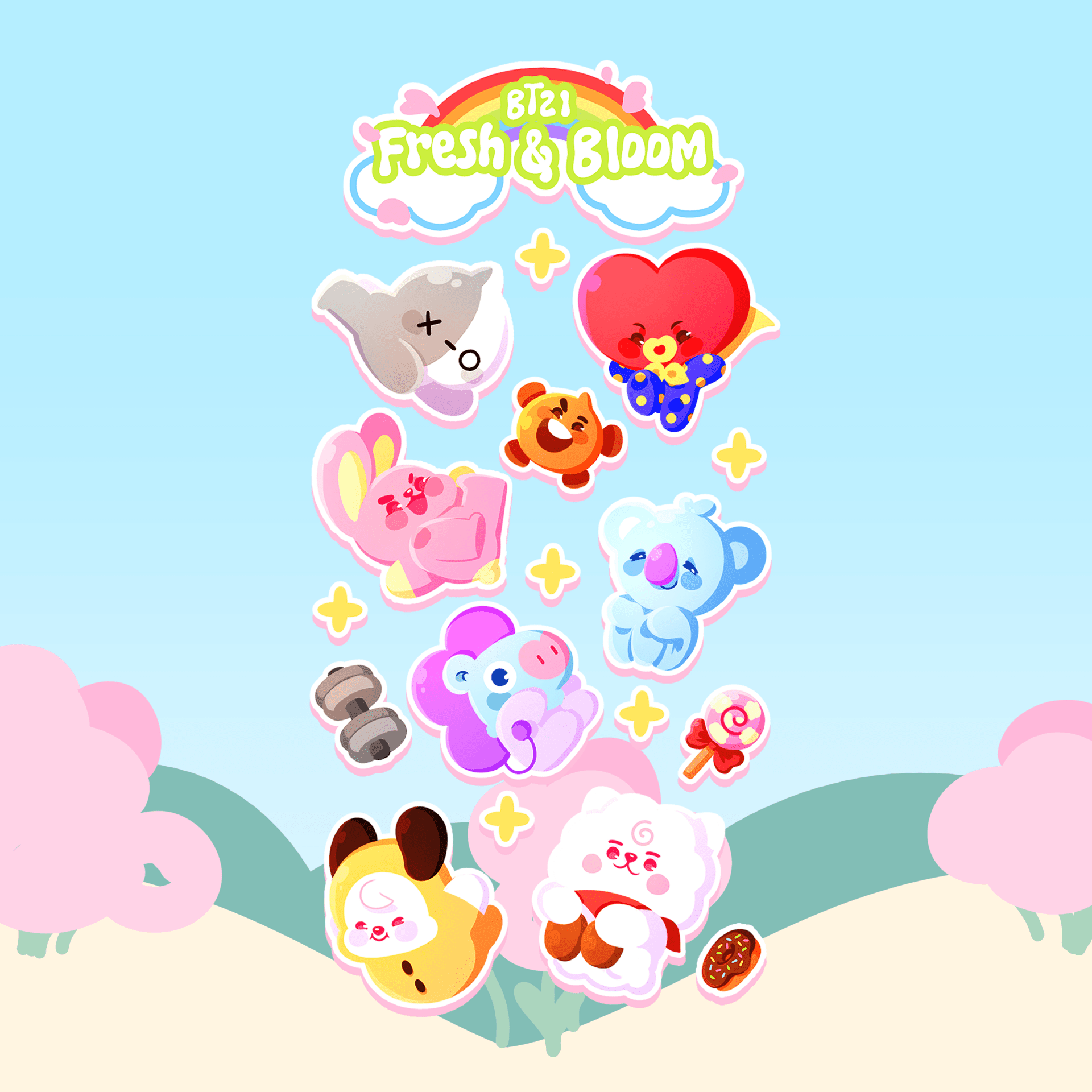 Hoja de pegatinas "BT21 Fresh & Bloom" - 2
