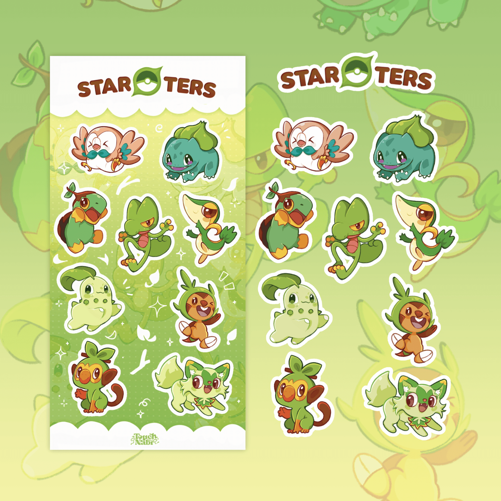 Pokemon Starters Planta- Hoja de pegatinas - 2