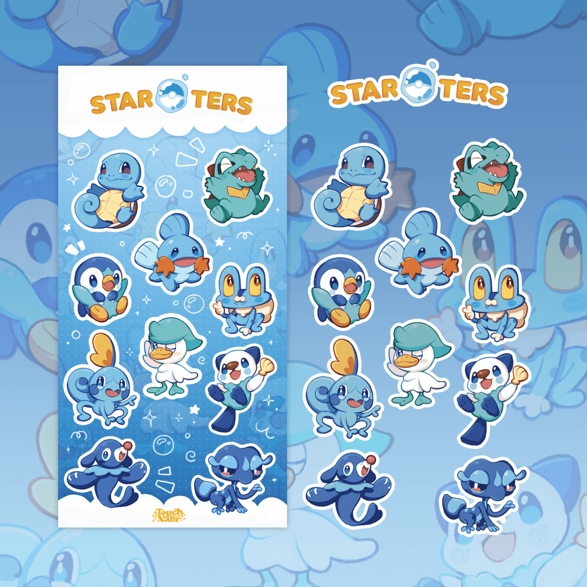 Pokemon Starters Agua- Hoja de pegatinas - 2